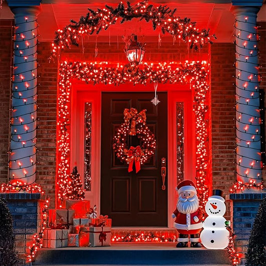 JMEXSUSS 2 Pack Red Christmas Lights Outdoor, Total 200 LED 66 FT Red Solar Lights for Outside, Solar String Lights Outdoor for Christmas Tree Yard Garden Decor