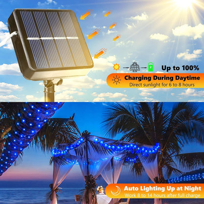 Lomotech Solar String Lights Outdoor - 2 Pack Total 66ft 200LED Solar Fairy Lights Waterproof 8 Modes Twinkle Lights for Outdoor, Patio, Garden, Yard, Party, Wedding, Tree Decoration (Blue)