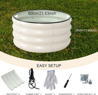Galvanized Raised Garden Bed Kit Outdoor Metal Garden Planter Box for Backyard Gardening, Planting Vegetables, and Patio (Dia23.6"x11.8")