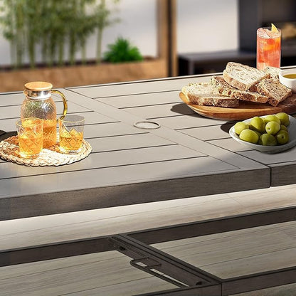 HAPPATIO Aluminum 9 Piece Patio Dining Set - Aluminum Outdoor Dining Set for 8, Patio Dining Table and Chairs Set, Patio Furniture with Table and Chairs (Gray)