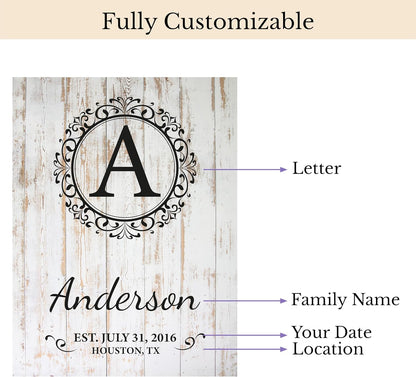 aydan's unique finds Personalized Monogram Family Name Sign - Custom Established Date Wall Art - Rustic Wooden Wedding Gift - Custom Last Name Sign for Home Decor