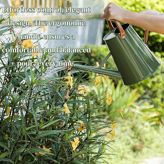 Metal Watering Can with Removable Spout, 1.5 Gallon Large Watering Cans for Plants, Galvanized Steel Gardening Water Can for Indoor & Outdoor Use, Watering Pot with Ergonomic Movable Handle