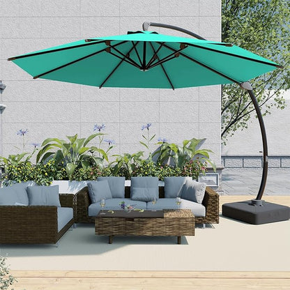Outdoor Patio Umbrella with Sand Bag Included, 11 FT Deluxe Curvy Cantilever Umbrella Offset Hanging Umbrella with 360° Rotation for Market, Pool, Garden, Backyard, Deck