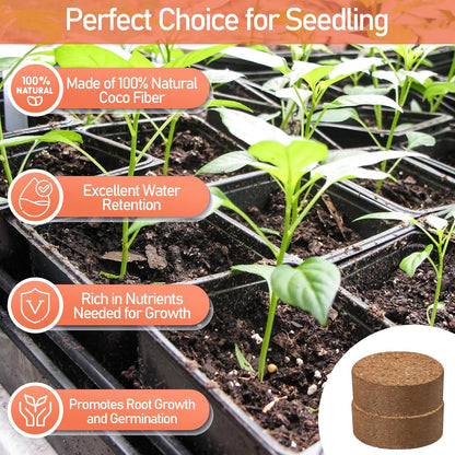 Legigo 100 Pcs 40mm Organic Coco Coir Pellets for Plants- Compressed Coconut Coir Potting Soil, Coco Fiber Pellets Coco Coir Soil for Planting, Garden, Bonsai, Herbs, Flower & Vegetables