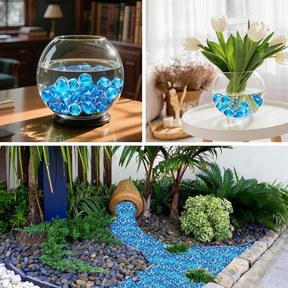 Skyflame 10-Pound Fire Glass Diamonds for Fire Pit Fireplace Landscaping, 1/2 Inch Reflective Glass Fire-Diamonds, Caribbean Blue