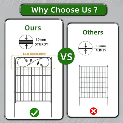 No Dig Decorative Garden Fencing 30in(H) X16ft(L) 8 Panels+9 Stakes Temporary Fence Metal Edging Patio Garden Fence Border for Flower Bed, Animal Barrier for Outdoor