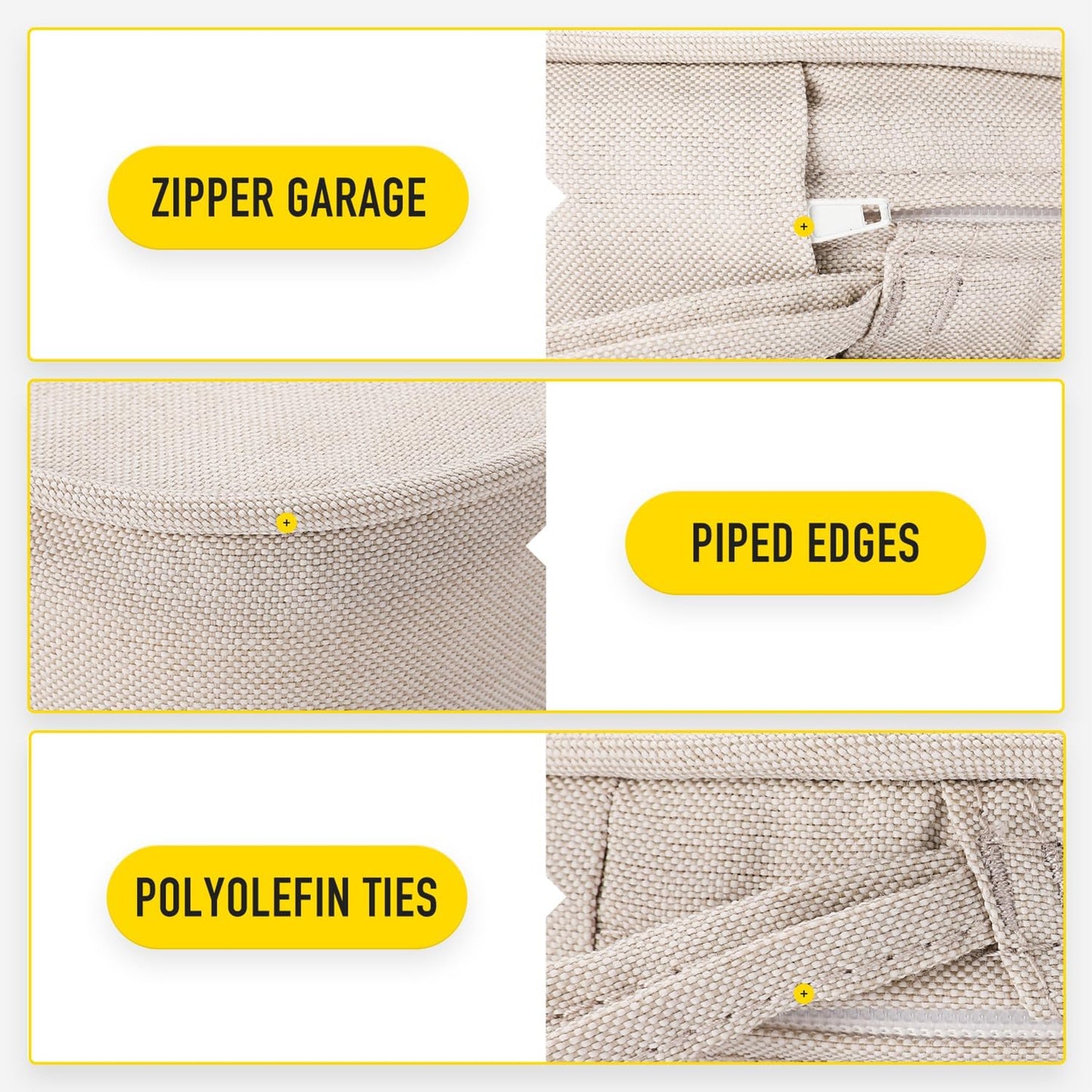 SUNROX Gel Memory Foam Chair Cushions, FadeShield Water-, Stain-Resistant Durable Reversible Seat Cushion Pads with Ties for Indoor/Outdoor Kitchen Dining Office, 19"x19", Set of 4, Cream