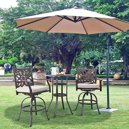 Sophia & William Cast Aluminium Patio Bar Height Table Round with 1.97" Umbrella Hole, Premium Bronze Outdoor Tall Pub Height Bistro Table for Porch Balcony Backyard, 32" Dia x 41" H