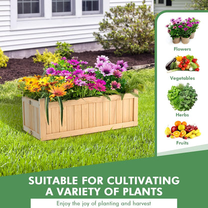 GRAFFY Raised Garden Bed, Folding Wood Planter Box w/Removable Bottom & Drainage, Elevated Planter for Flower Herb Vegetable Fruit, Plant Container for Grass Lawn Patio Backyard (27.5"D x 12"W x 10"H)