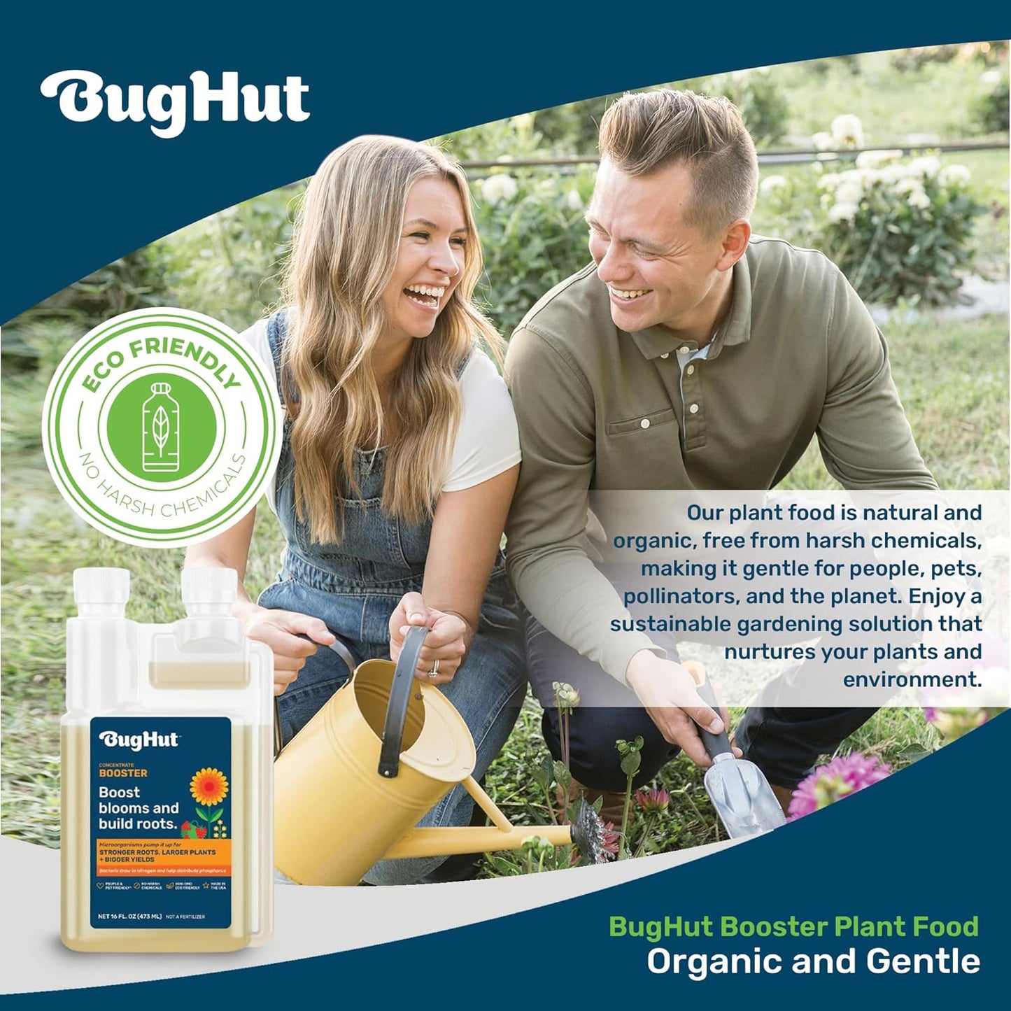 Booster Liquid Plant Food - Formula for Strong Roots, Vibrant Blooms, and Healthy Growth - Ideal for Indoor & Outdoor Gardening - People, Pets & Pollinator Friendly - 16 fl oz, Makes 63 Gallons