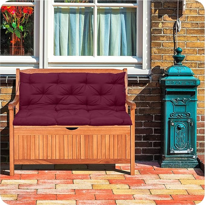 Swing Replacement Cushions with Backrest, 2 or 3 Seater Waterproof Non-Slip Overstuffed Swing Pad, Indoor/Outdoor Bench Cushion for Porch Chair Swing Garden Furniture(Claret 40 * 40 in)