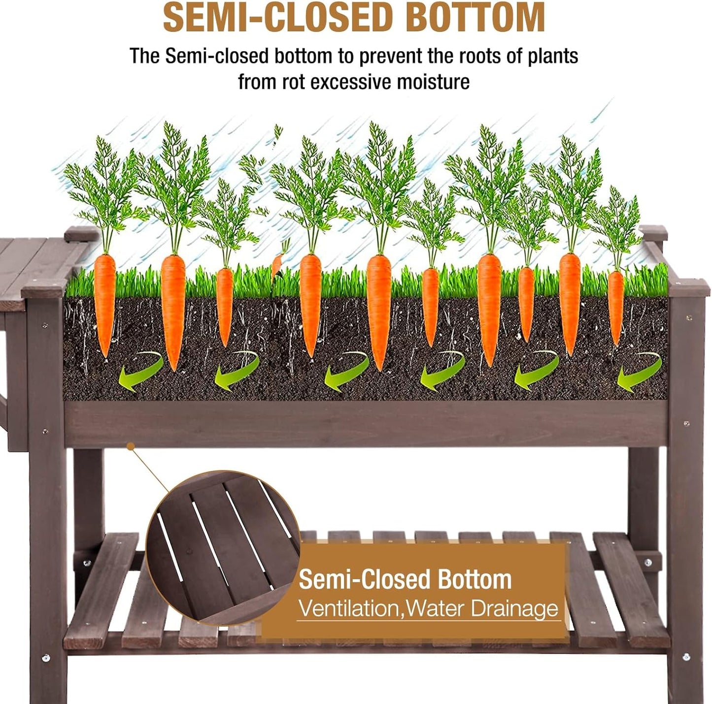 GUTINNEEN Raised Garden Bed Mobile Outdoor Planter Box with Legs for Vegetables Flower Herb, Large Storage Garden Box on Wheels