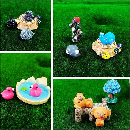 100 Pcs Mini Resin Animals Figures, Forest Tiny Plastic Animals Figurines to Hide Miniature Fairy Garden Decorations Accessories