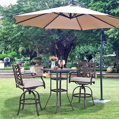 Sophia & William Cast Aluminium Patio Bar Height Table Square with 1.97" Umbrella Hole, Premium Bronze Outdoor Tall Pub Height Bistro Table for Porch Balcony Backyard