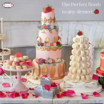 Confect Edible Neon Pink Roses – 12-Pack Edible Roses for Cake Decoration – Bold Floral Toppers for Desserts- Vegan, Gluten-Free, Nut-Free, Soy-Free, Dairy-Free, Palm Oil-Free