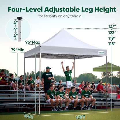 Quictent 10x10 Heavy Duty Pop Up Canopy Tent- Easy up Outdoor Commercial Canopies, Waterproof, 11ft Interior Height, Easy Setup, Includes Sand Weight Bags and Wheeled Carry Bag