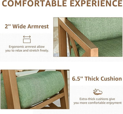 NATURAL EXPRESSIONS Rocking Bistro Set, 3 Piece Outdoor Patio Conversation Furniture Set with 2 Rockers and 1 Metal Coffee Table with Thick Cushions for Backyard,Porch,Poolside,300lbs