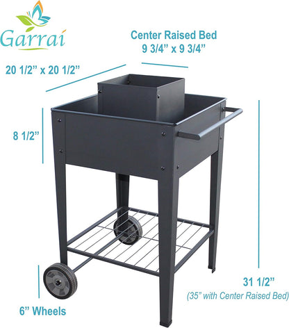 GarraÌ Raised Planter Box -Garden Cart with Wheels, Movable Square Outdoor Elevated Garden Bed with Wheels- Grow Vegetables Flowers Herbs on Patio, Deck, or Yard