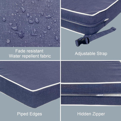 LVTXIII Patio Chair Cushions 22"x22"x3", Water-Repellent Outdoor Seat Cushions for Patio Furniture, Square Chair Pads with Ties for Home Garden Decoration, Set of 2, Textured Navy