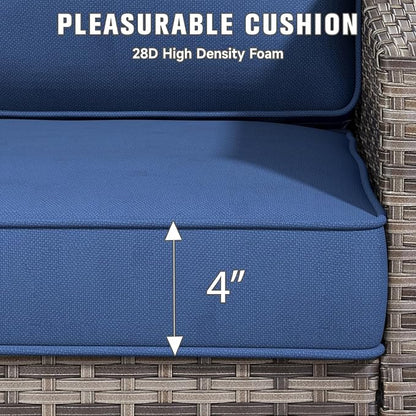 Outdoor Chair Cushions 23" x 24" x 4", Patio Deep Seat Replacement Cushions Set with Zippered Removable Cover, Weather-Resistant Olefin Fabric for Garden Chair Sofa Couch, Set of 4, Blue