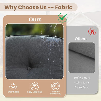 HOOOWOOO Patio Furniture Set,3 Pieces Outdoor Conversation Set,All Weather Wicker Bistro Set Yard Porch High Back Chairs Side Table,Black