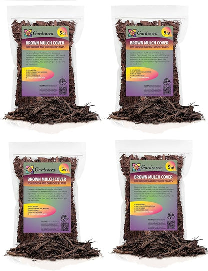 Gardenera Organic Brown Mulch - Nurture Your Plants with Natural Nutrients - 20 QUARTS