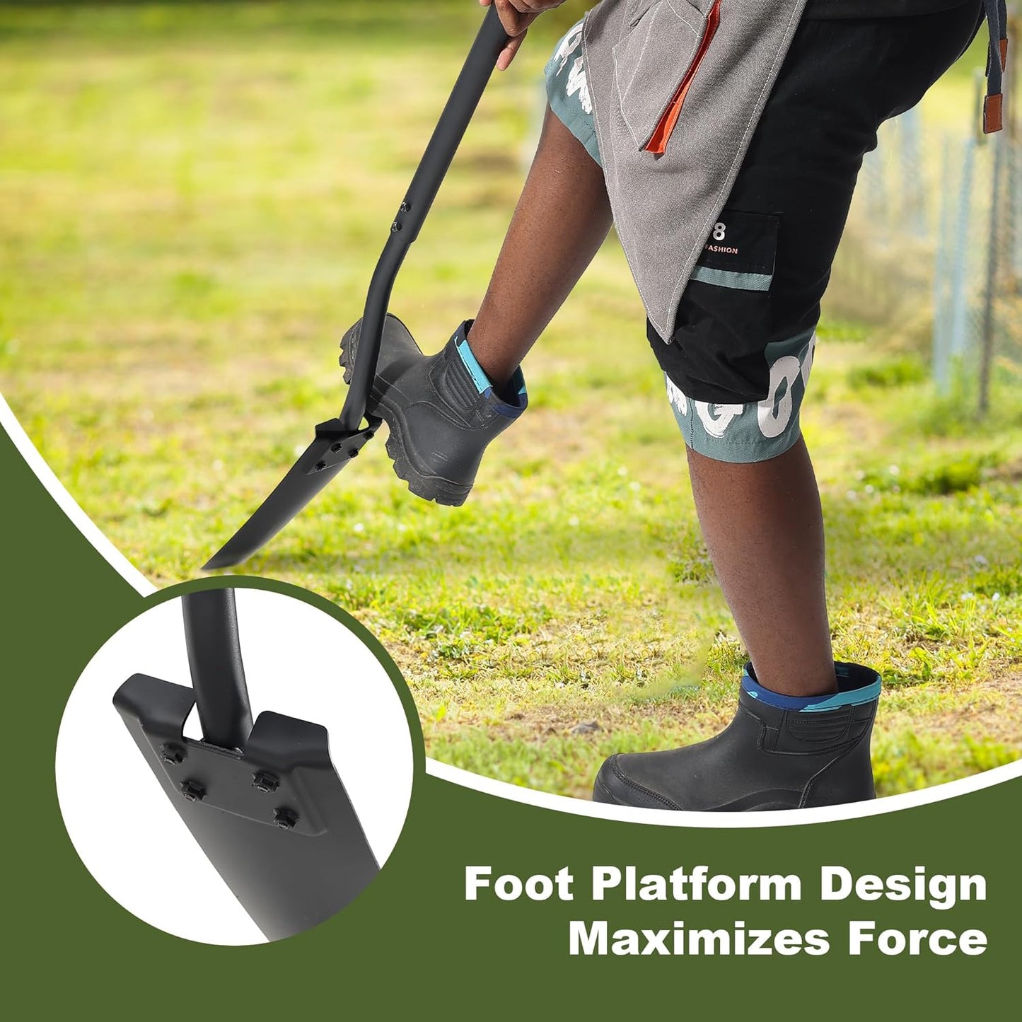 Spade Shovel, 45" Trench Shovel with 14.5" Long Narrow Spade for Digging, Trenching, Planting, Gardening, Heavy Duty