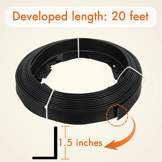 Gardzen 1.5" x 20' Landscape Edging Kit, Garden Edging Coil Comes with 24 Pcs Spikes, No Dig Lawn Border Design