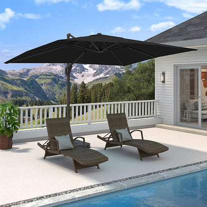 9' X 12' Cantilever Patio Umbrella 360°Rotation Rectangular Outdoor Large Offset Umbrellas Heavy Duty Windproof for Garden Deck Pool Backyard, Black
