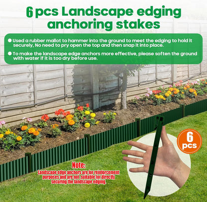 Corrugated Metal Garden Edging,Sturdy Tall Landscape Edging Borders with 6pcs Anchor Stakes, Perfect DIY for Flower Beds, Lawn and Pathway,Tree Surrounds,Paver Edges (Green 10"×20FT)