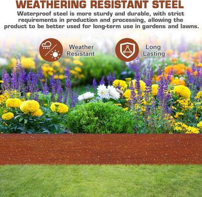 42" L X7.9 H Corten Steel Landscape Edging, 6 Pack Hammer in Landscape Edging, Garden Edging Border for Lawn, Flower Bed, Yard (Rust-Colored)