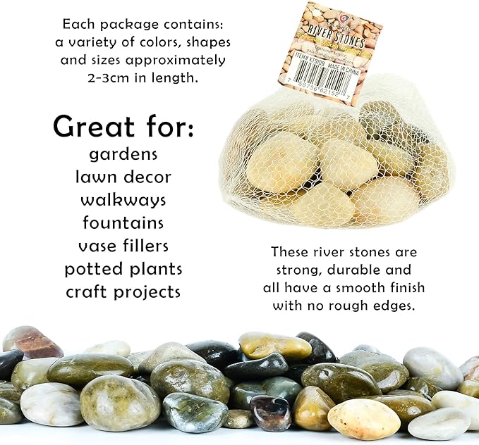 2 lbs Approx. 35 River Rocks Stones for Plants Pebbles for Indoor Plants | Aquarium Fish Tank Rocks | Polished Decorative Rocks for Vases (1.6-2.4 Inches)