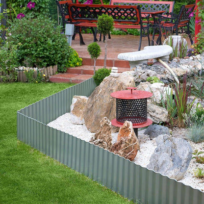 Worth Wide-Corrugated Galvanized Steel Landscape Edging, 10" x 20Ft Flexible Sturdy Metal Lawn Garden Edging Long Strips for Raised Flower Bed Tree Surrounds, Silver