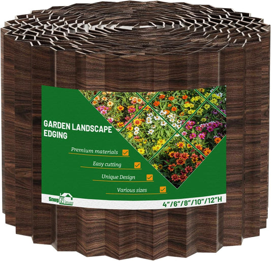 SnugNiture Corrugated Metal Garden Edging,6" x 50' Sturdy Lawn Edging Border,Landscape Edging Border for Lawn, Flower Bed,Garden and Yard(Brown)