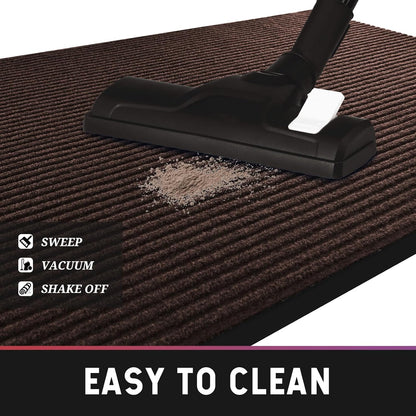 fani 2 PCS Heavy Duty Large Outdoor Indoor Entrance Doormat Brown Waterproof Low Profile Entrance Rug Front Door Mat Patio Anti-Skid Rubber Back, 31x47 inch (Brown)