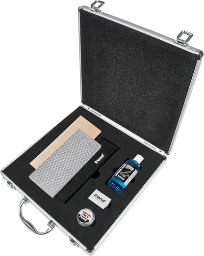 Trend Essential Diamond Sharpening Kit with 300/1000 Grit Bench Stone, Lapping Fluid, Leather Strop, Honing Paste, Cleaning Block & Sharpening Solutions Guide, DWS/KIT/H