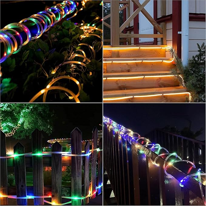 XEWEA Solar Rope Lights Outdoor,16Colors 66LED 39Ft String Light with 20Modes Remote, Solar Powered Rope Tube Lights for Garden Fence Paito Yard Christmas Decoration