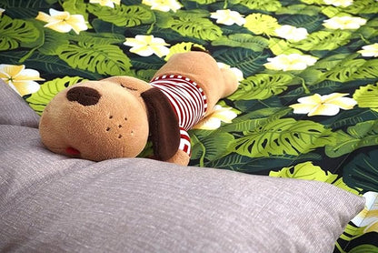 Double Hammock, 11 FT Quilted Fabric 2 Person Hammock for Outside with Pillow, Folding Curved Spreader Bar, Chains, Carrying Bag, Indoor Outdoor, 450 IB Capacity, GreenLeaves