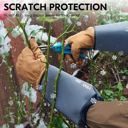 Vgo... Winter Warm Safety Work Gloves Men, Extended Pig Split Leather Cuff,Synthetic Leather, Rose Pruning Thorn Proof,Gardening(Size XL,Brown,SL6592FLWP)