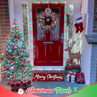 JMEXSUSS 2 Pack Red White and Green Solar Christmas Lights, Each 33FT 100 LED Solar String Lights Outdoor, Waterproof Solar Fairy Lights for Outside Christmas Decorations