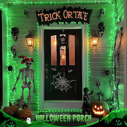 JMEXSUSS 2 Pack Green Halloween Lights, Each 33ft 100 LED Green Solar Lights Outdoor, Waterproof Solar Fairy String Light for Outside Patio Garden Party Tree Christmas Halloween Decorations