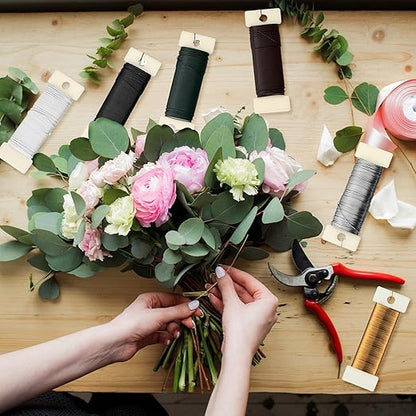 Ripeng 6 Rolls 112 Yards Floral Flexible Paddle Wire for Crafts Christmas Wreaths Tree 22 Gauge Floral Bind Wire Garland and Flower Arrangements DIY Craft(Green, Coffee, Silver, Gold, Black, White)