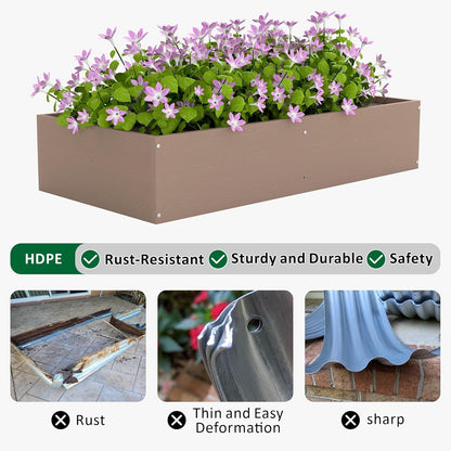 HDPE Raised Garden Bed 47.24 * 24.4 * 9.65 in,Vegetable Planter Bed Outdoor,Elevated Horticulture Planter Bed,Waterproof,Rot-Resistant and Non-Cracking Above Ground Garden Bed(Light Brown)