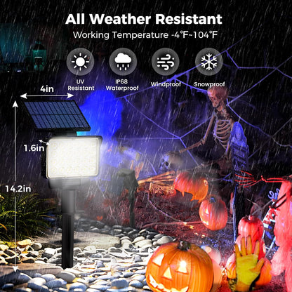Solar Spot Lights Outdoor Waterproof 2 Pack for Flag, Tree, House, Garden, Yard, Landscape Spotlights for Accent Uplighting Halloween Christmas Decorations