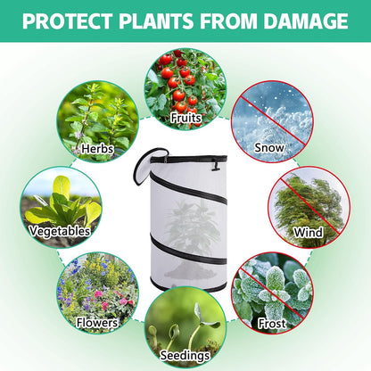 2 Pcs Pop Up Winter Frost Plant Cover, 20 x 12 Inch Round Garden Plants Freeze Protection Tent, Foldable Warm Plant Protector Enclosure for Snow Frost Protection Indoor & Outdoor