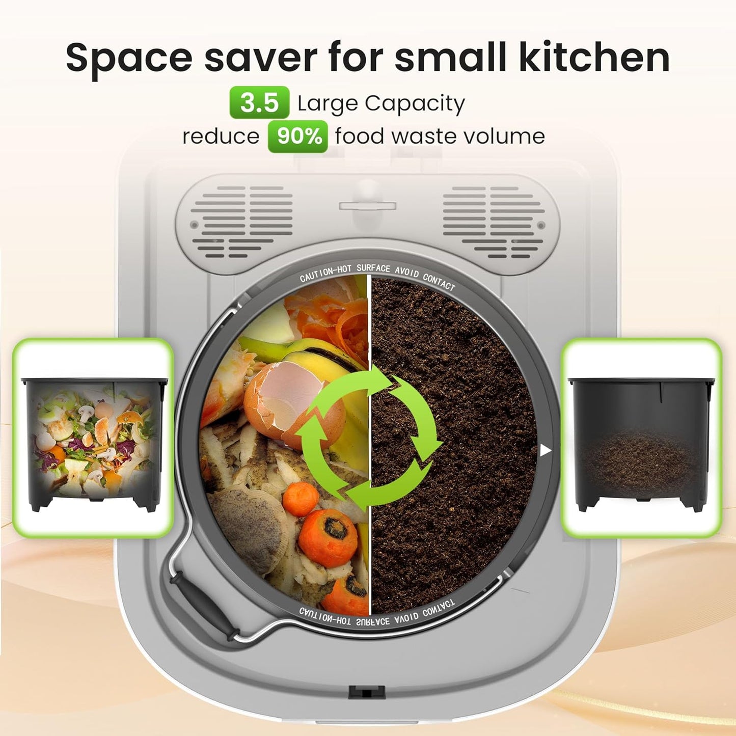 Kismile Electric Composter for Kitchen, 3.5L Smart Countertop Compost Bin with LED Timer Display, Odorless/Auto-Clean, Indoor Compost Bin, Turn Food Waste into Fertilizer