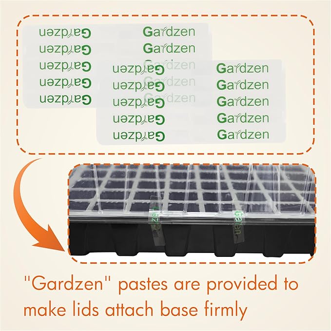 Gardzen 5-Set Seed Starter Tray Kits, Durable Plant Germination Trays with Humidity Vented Domes and Bases, Ideal for Seed Starting, Indoor Gardening, and Greenhouse (Total 200 Cells)