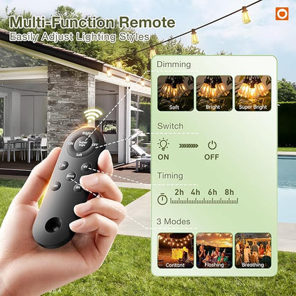 addlon 78(72+6) FT Solar String Lights Waterproof,Patio Lights Solar Powered with Remote & USB Port 3 Lighting Modes 24+2 LED Shatterproof Bulbs Outdoor Lights for Camping Backyard Garden