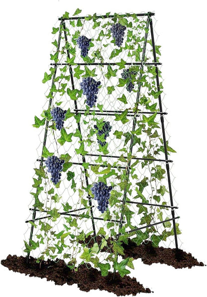 Garden Trellis for Climbing Plants, A-Shape Garden Plant Support Frame for Raised Bed Vegetables, Provides Support for Beans, Tomatoes and Cucumber, Black