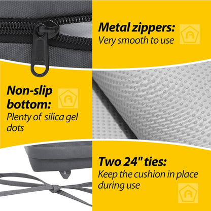 AAAAAcessories Outdoor Seat Cushions for Chairs, Waterproof, Fade-Resistant Patio Furniture Replacement Cushions, 20" x 18" x 3", Set of 2, Dark Gray